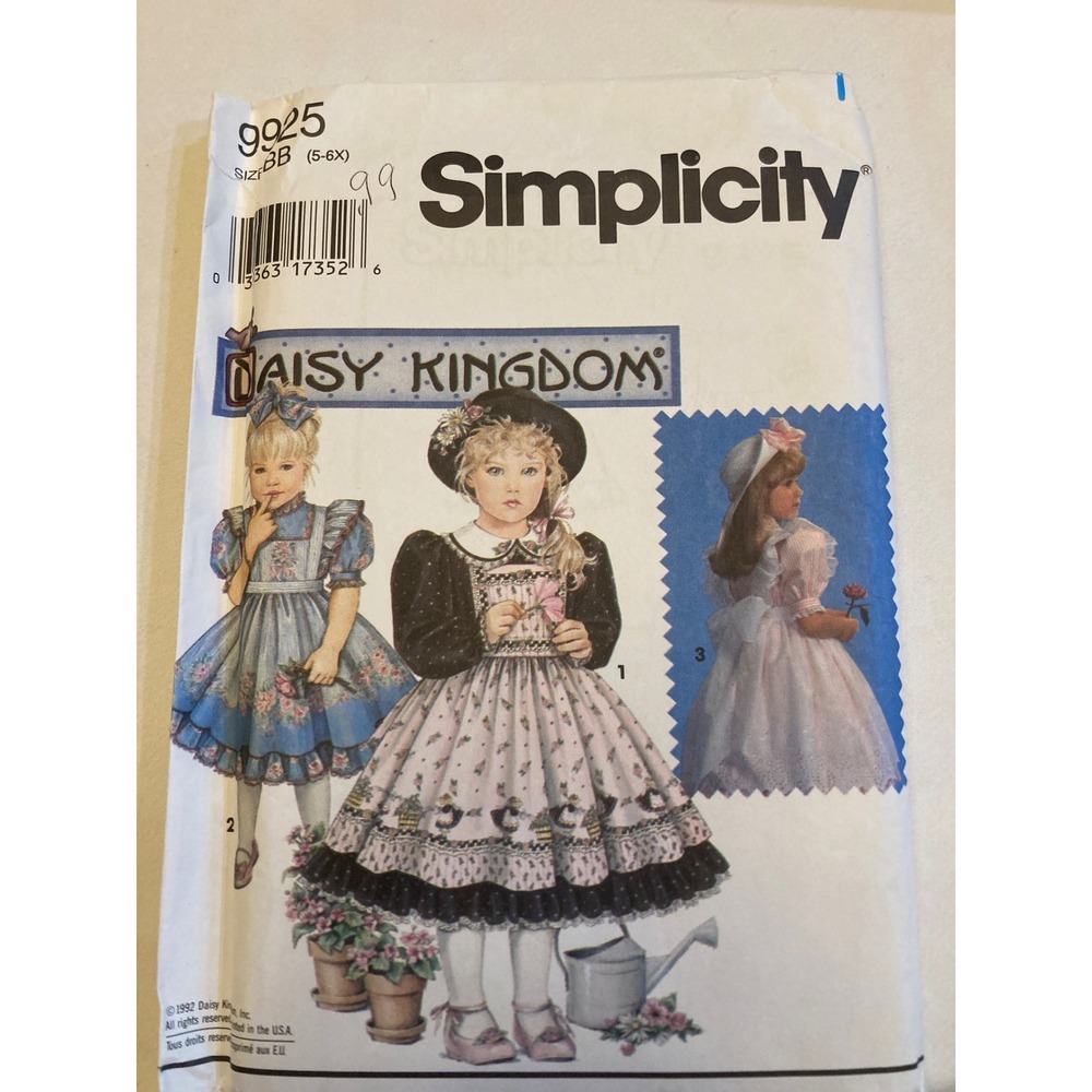Simplicity 9925 Daisy Kingdom Girls Dress Pinafore Pattern Uncut Size 5 6 6X BB